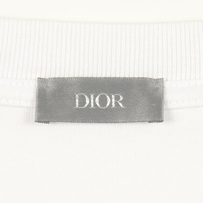 ロゴ刺繍 クルーネック 半袖Tシャツ コットン ホワイト グレー クリスチャンディオール トップス Christian Dior