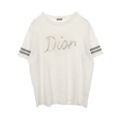 ロゴ刺繍 クルーネック 半袖Tシャツ コットン ホワイト グレー クリスチャンディオール トップス Christian Dior