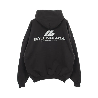 ロゴプリント フーディ プルオーバーパーカー コットン ブラック バレンシアガ トップス BALENCIAGA