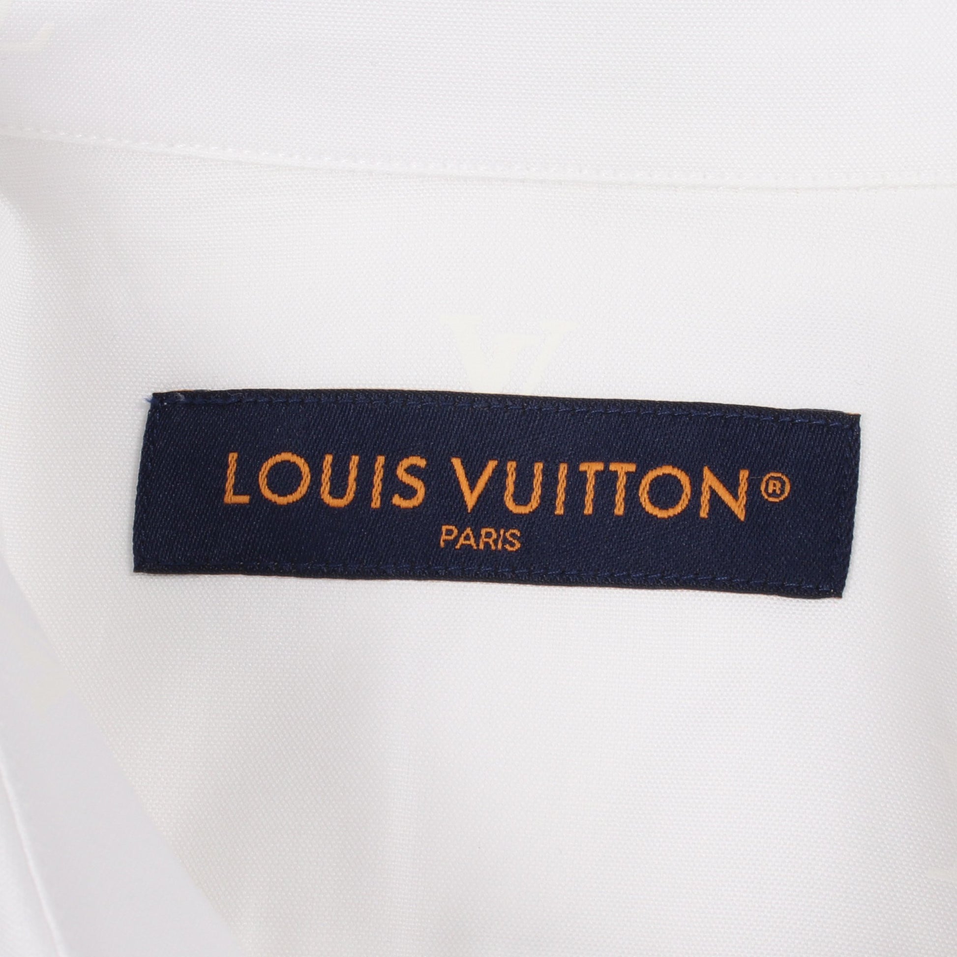 LVロゴ 総柄 シャツ コットン ホワイト ルイヴィトン トップス LOUIS VUITTON