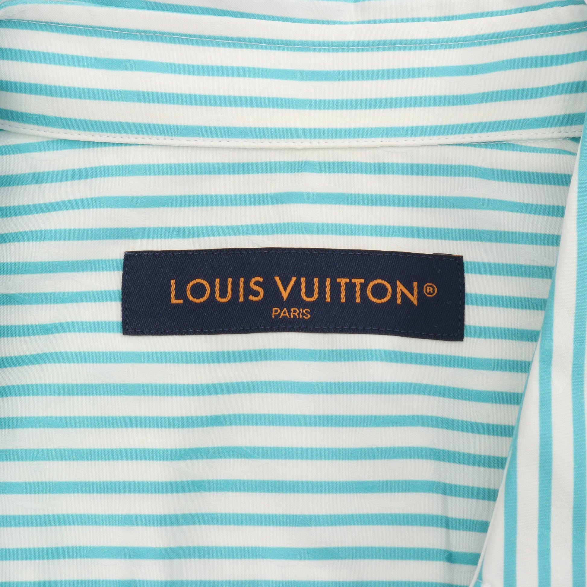 25AW モノグラムストライプ シャツ コットン ホワイト エメラルドグリーン ルイヴィトン トップス LOUIS VUITTON