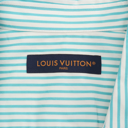25AW モノグラムストライプ シャツ コットン ホワイト エメラルドグリーン ルイヴィトン トップス LOUIS VUITTON