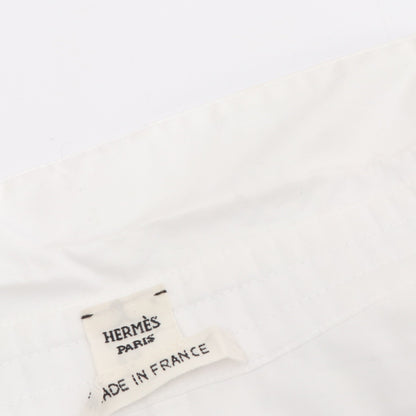 ジップアップ フリルシャツ ブラウス コットン ホワイト エルメス トップス HERMES