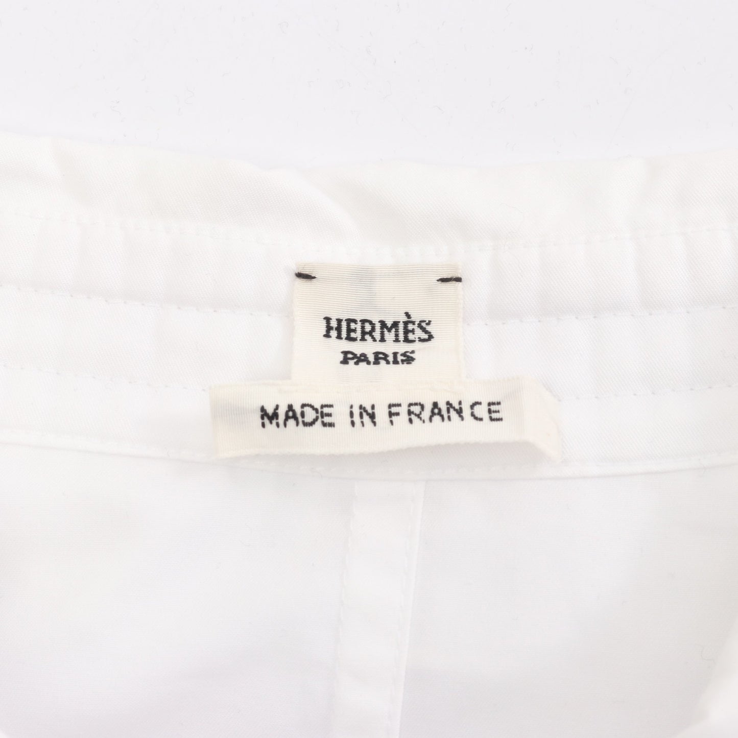 ジップアップ フリルシャツ ブラウス コットン ホワイト エルメス トップス HERMES