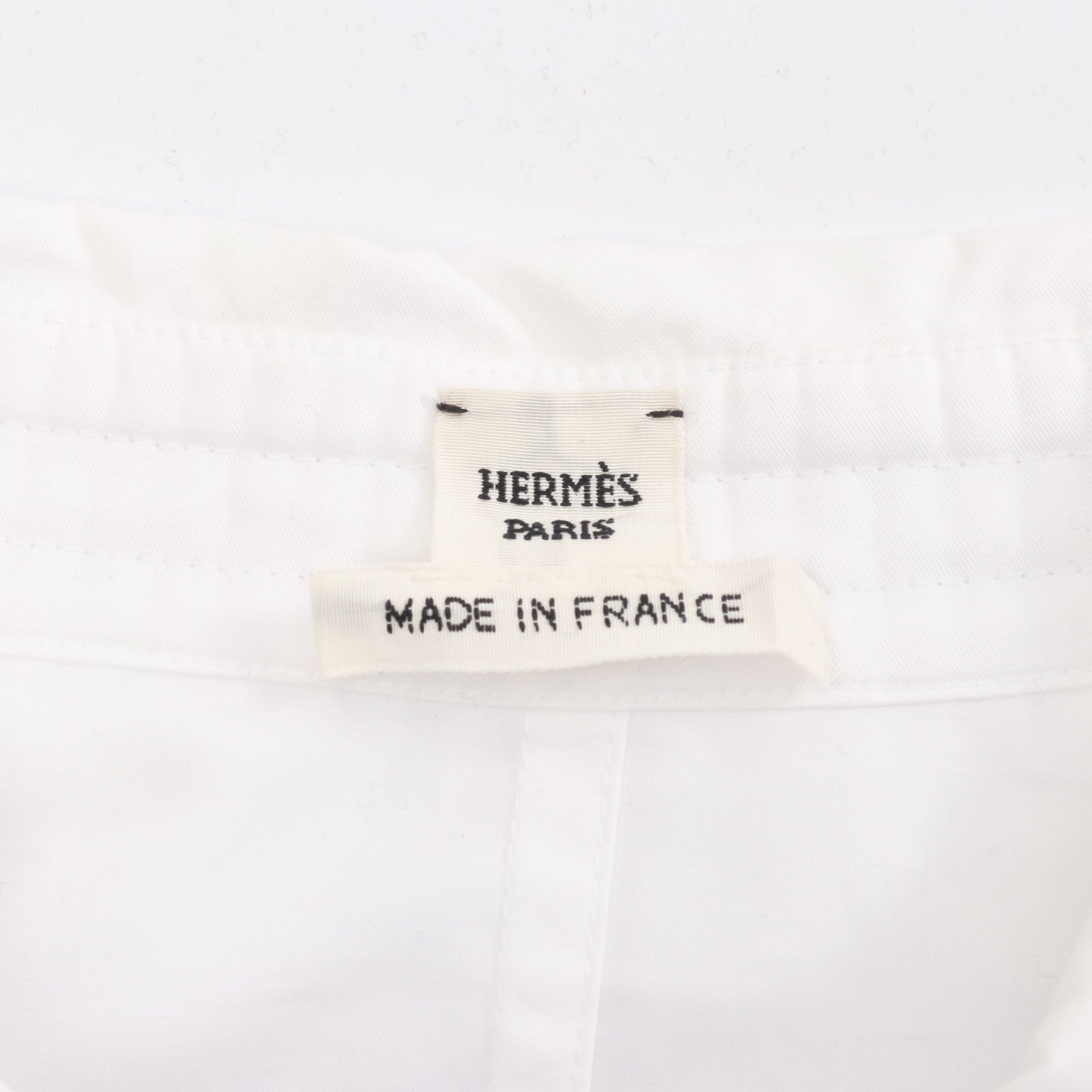 ジップアップ フリルシャツ ブラウス コットン ホワイト エルメス トップス HERMES