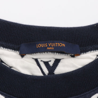 フルモノグラムジャカード クルーネック スウェットシャツ コットン ナイロン ネイビー ホワイト ルイヴィトン トップス LOUIS VUITTON