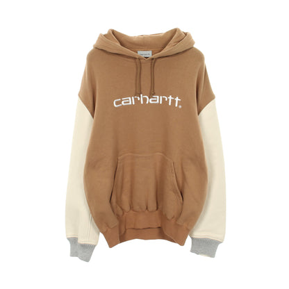 eYe COMME des GARCONS JUNYA WATANABE MAN × Carhartt レザースリーブ プルオーバーパーカー コットン レザー ブラウン アイボリー アイコムデギャルソンジュンヤワタナベマン トップス eYe COMME des GARCONS JUNYA WATANABE MAN