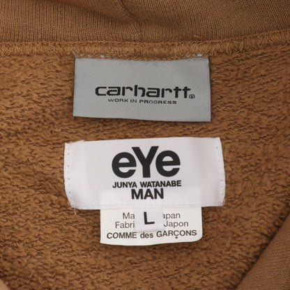 eYe COMME des GARCONS JUNYA WATANABE MAN × Carhartt レザースリーブ プルオーバーパーカー コットン レザー ブラウン アイボリー アイコムデギャルソンジュンヤワタナベマン トップス eYe COMME des GARCONS JUNYA WATANABE MAN