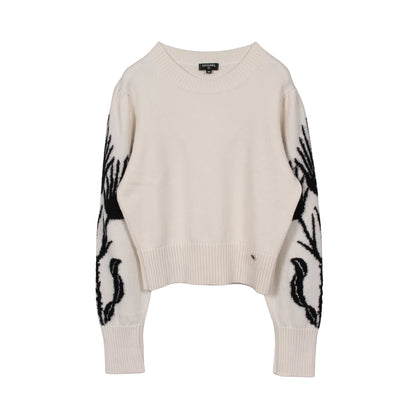 ココマーク フラワー ニット パフスリーブ カシミヤ シルク ホワイト ブラック シャネル トップス CHANEL