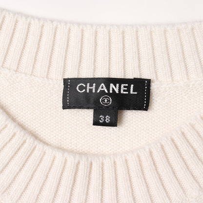 ココマーク フラワー ニット パフスリーブ カシミヤ シルク ホワイト ブラック シャネル トップス CHANEL