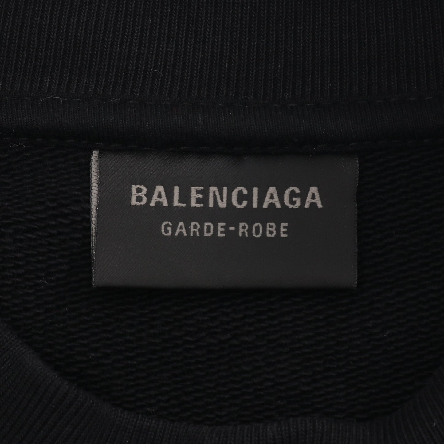 GARDE ROBE ケアラベルプリント クルーネック スウェットシャツ コットン ブラック バレンシアガ トップス BALENCIAGA