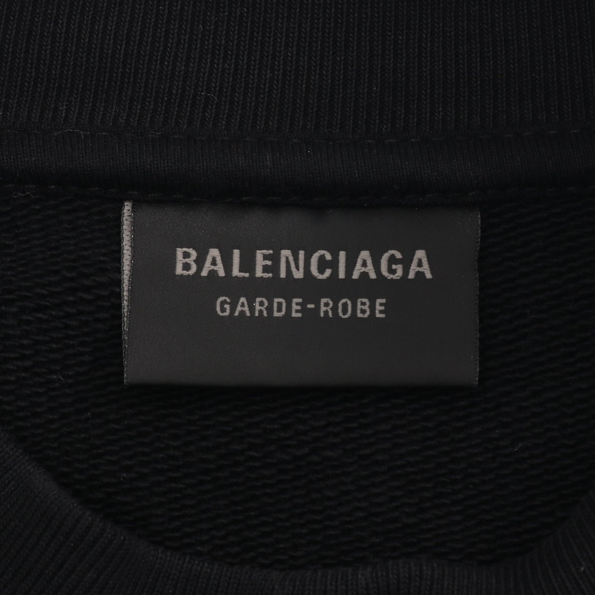 GARDE ROBE ケアラベルプリント クルーネック スウェットシャツ コットン ブラック バレンシアガ トップス BALENCIAGA