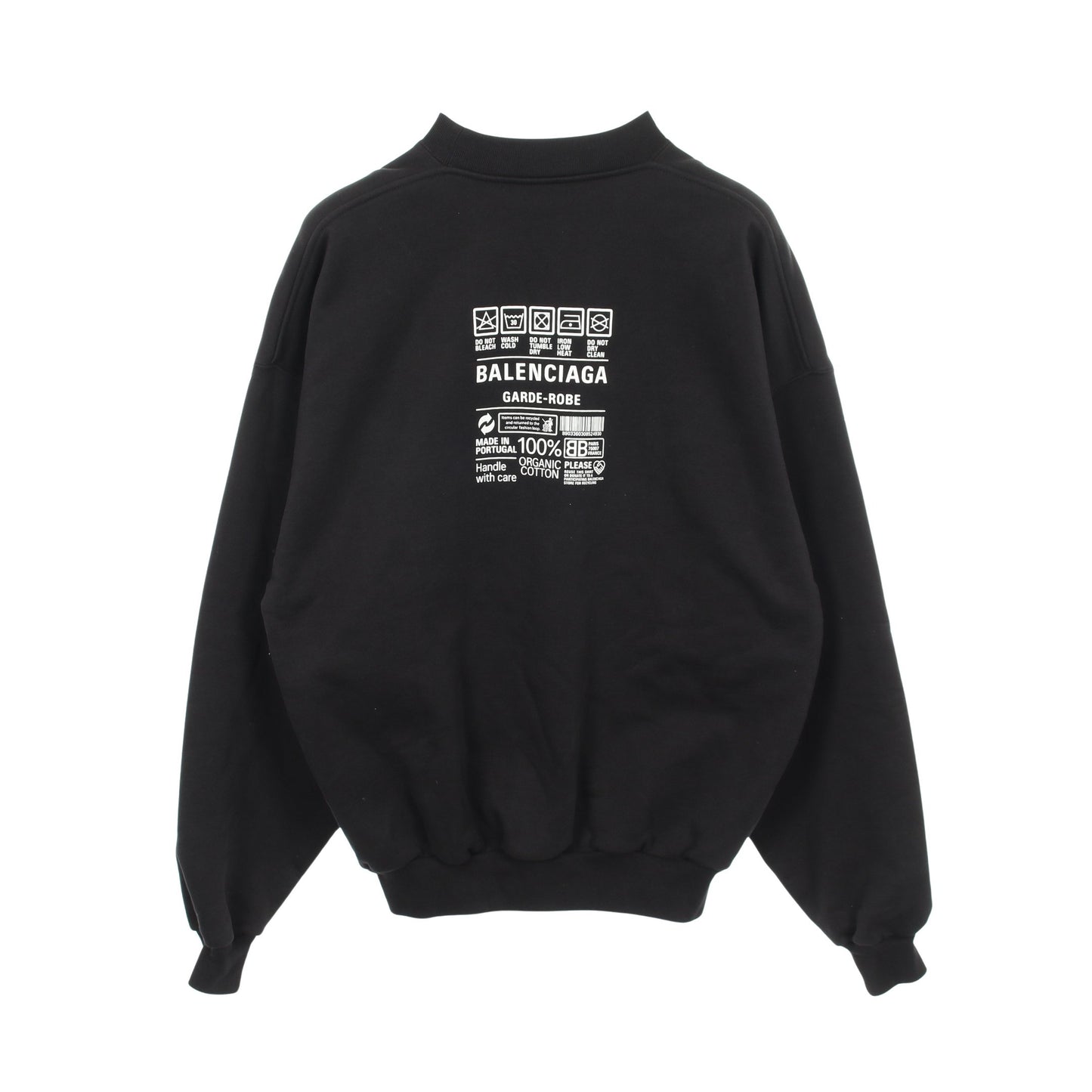 GARDE ROBE ケアラベルプリント クルーネック スウェットシャツ コットン ブラック バレンシアガ トップス BALENCIAGA