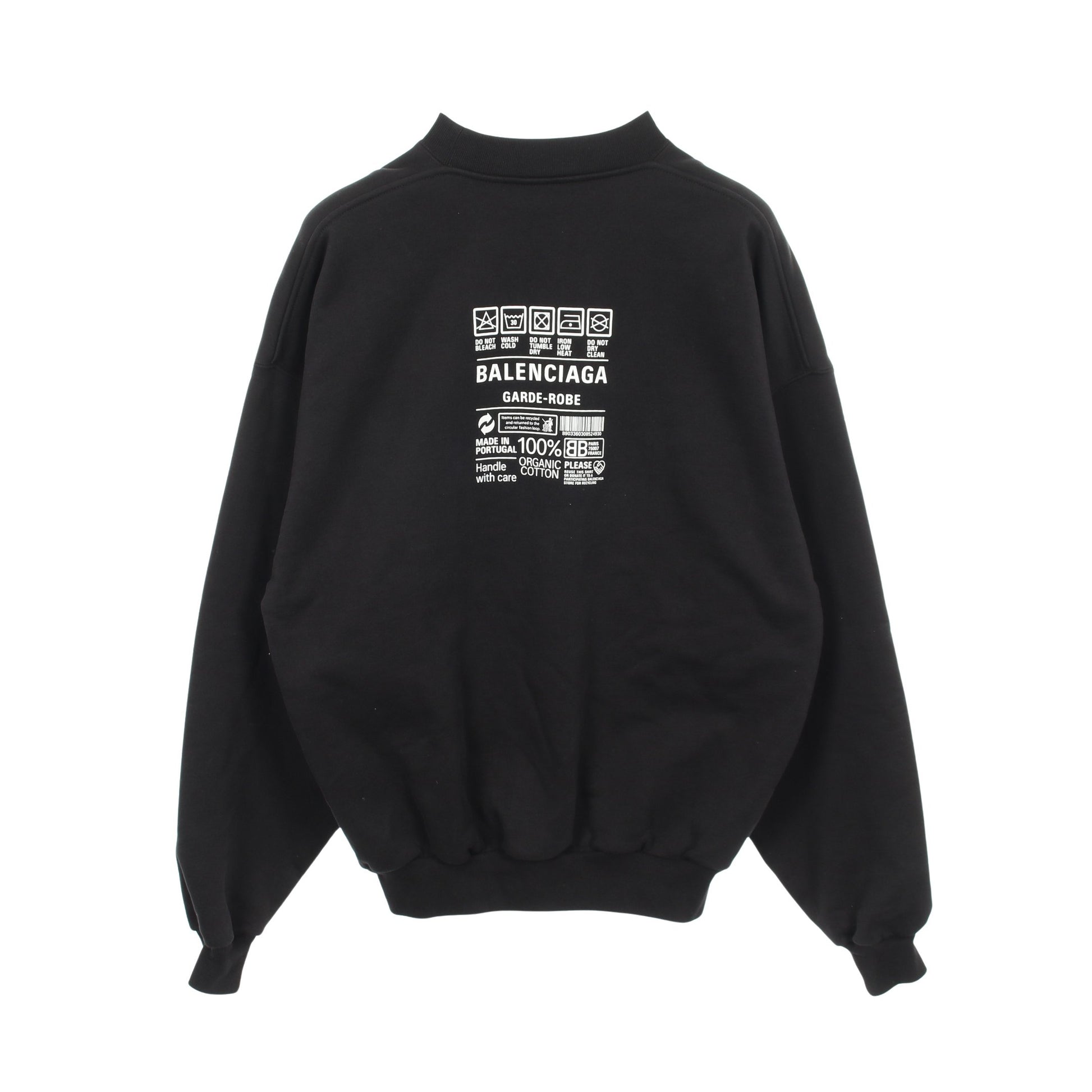 GARDE ROBE ケアラベルプリント クルーネック スウェットシャツ コットン ブラック バレンシアガ トップス BALENCIAGA