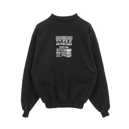 GARDE ROBE ケアラベルプリント クルーネック スウェットシャツ コットン ブラック バレンシアガ トップス BALENCIAGA