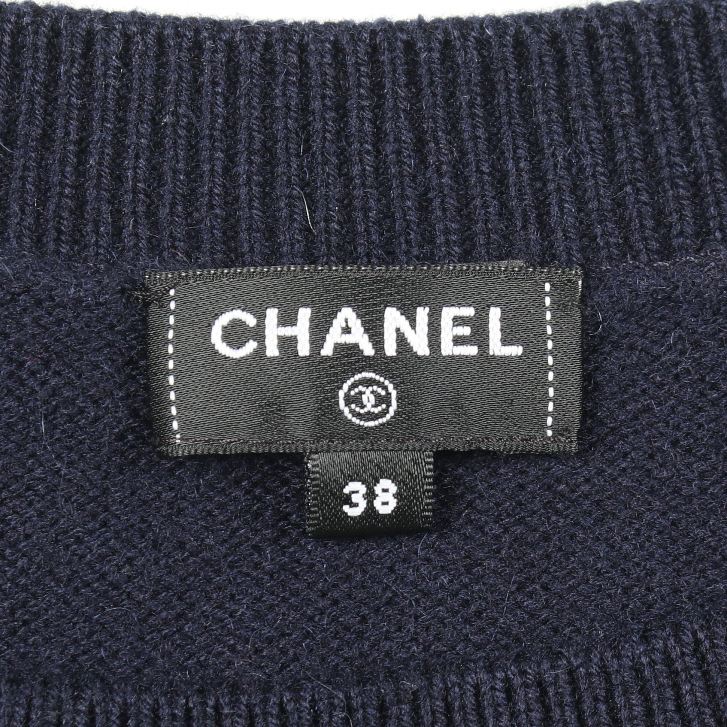 24P ココマーク クローバー クルーネック ニット カシミヤ ネイビー マルチカラー シャネル トップス CHANEL