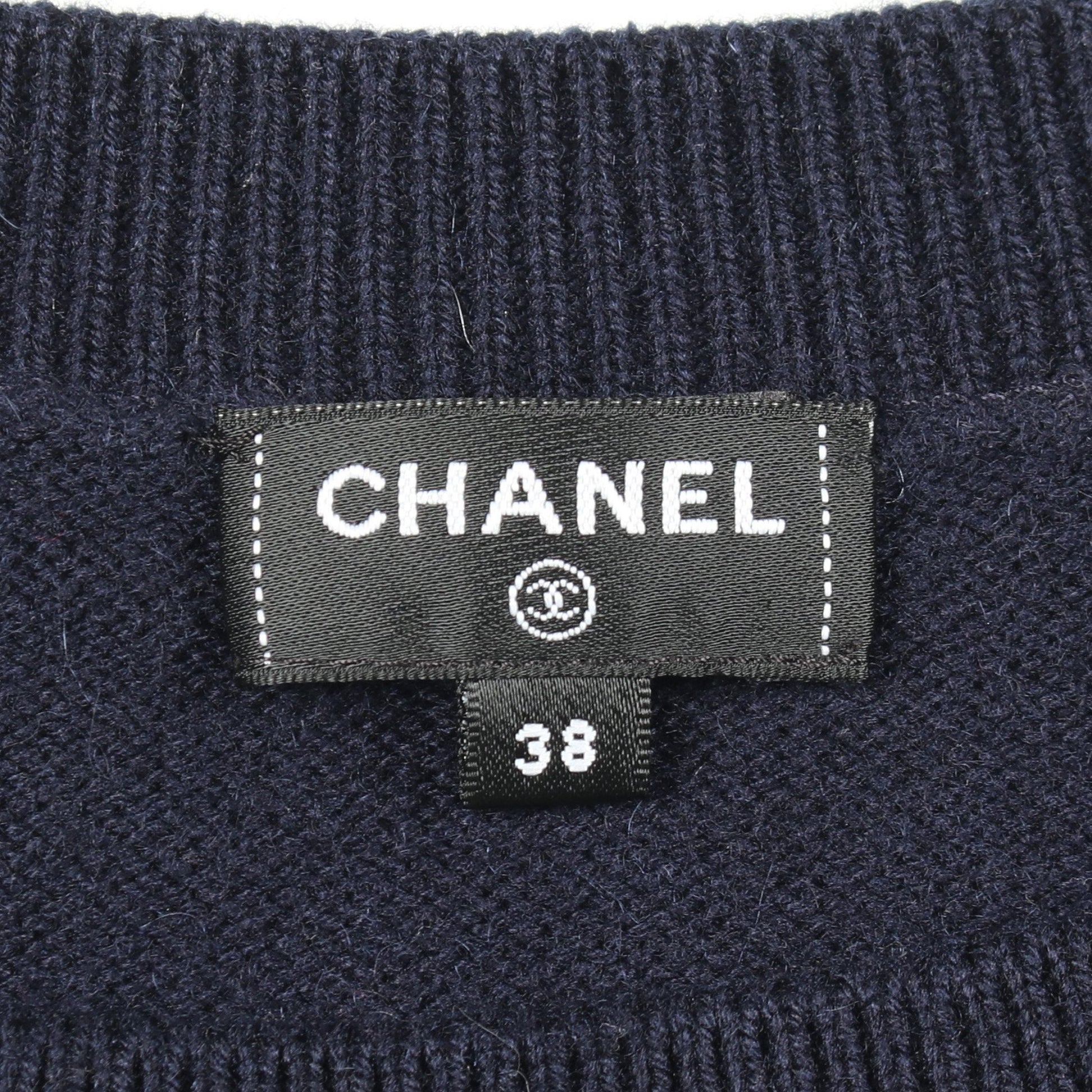 24P ココマーク クローバー クルーネック ニット カシミヤ ネイビー マルチカラー シャネル トップス CHANEL