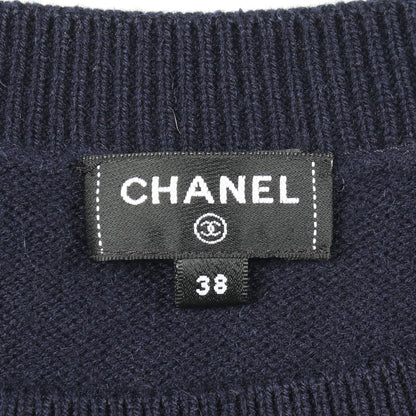 24P ココマーク クローバー クルーネック ニット カシミヤ ネイビー マルチカラー シャネル トップス CHANEL
