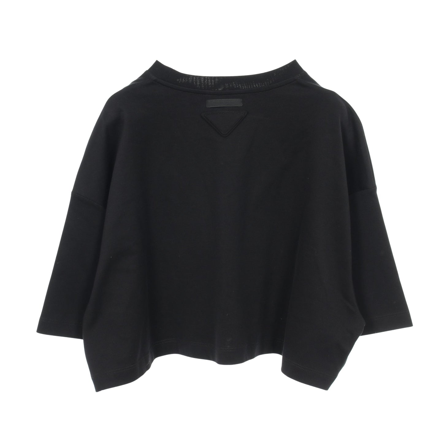 クロップド丈 半袖Tシャツ コットン ブラック プラダ トップス PRADA