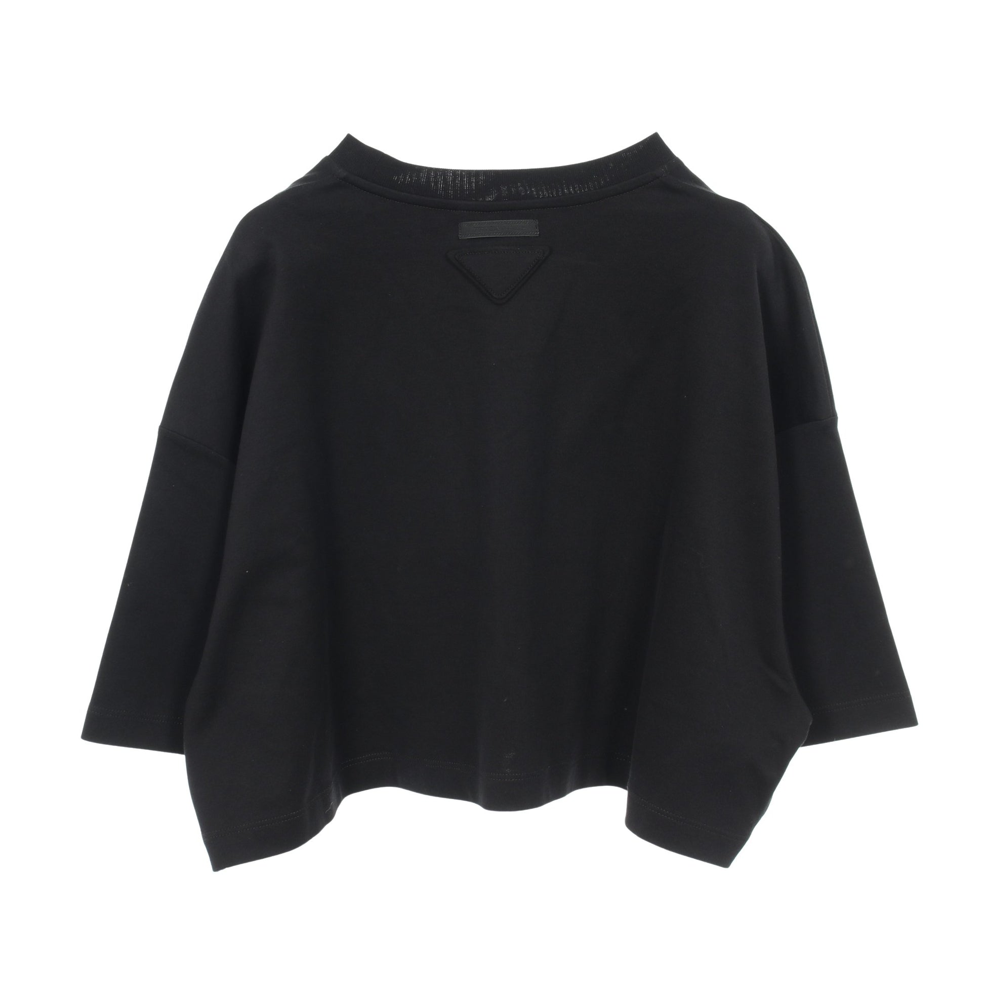 クロップド丈 半袖Tシャツ コットン ブラック プラダ トップス PRADA