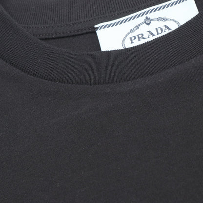 クロップド丈 半袖Tシャツ コットン ブラック プラダ トップス PRADA