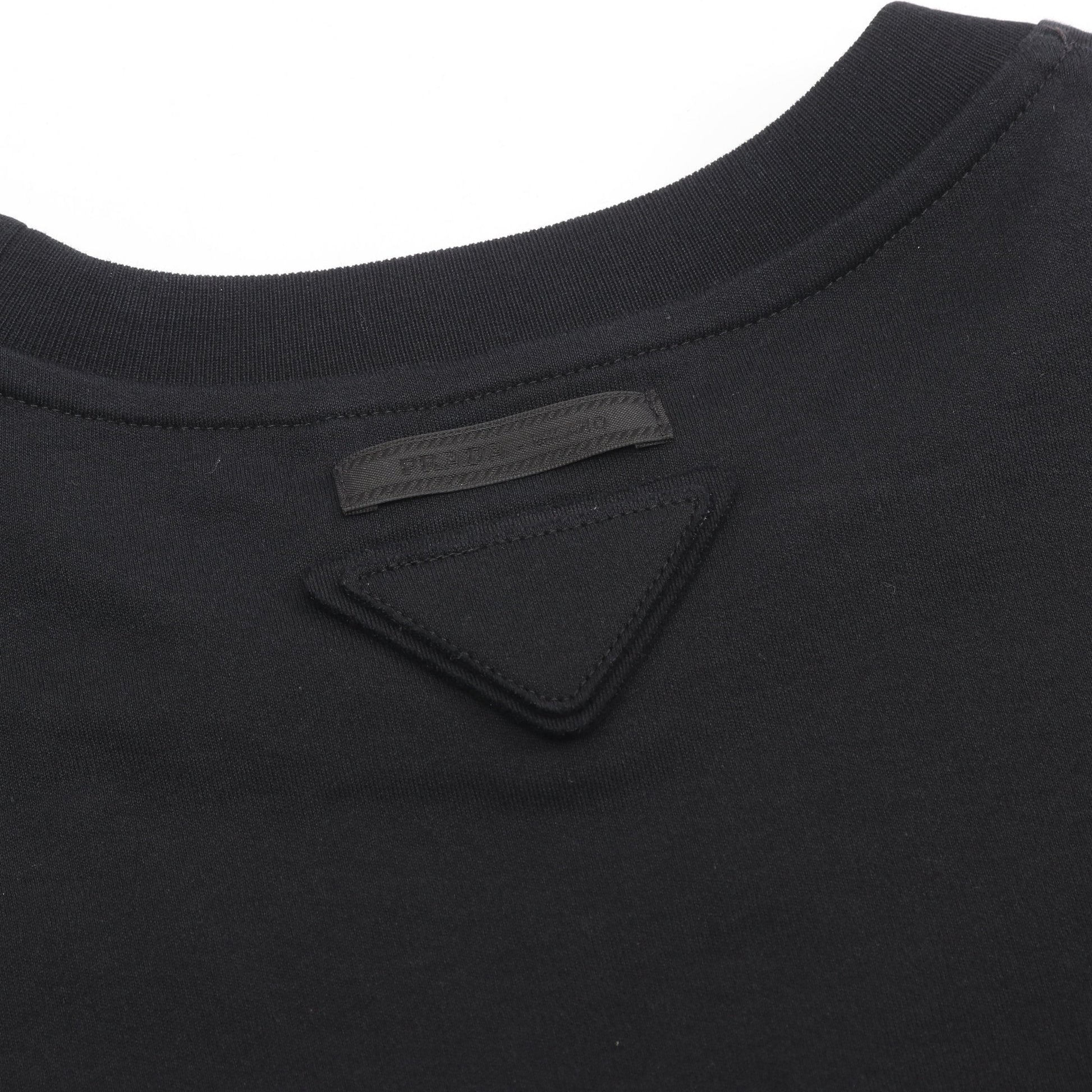 クロップド丈 半袖Tシャツ コットン ブラック プラダ トップス PRADA