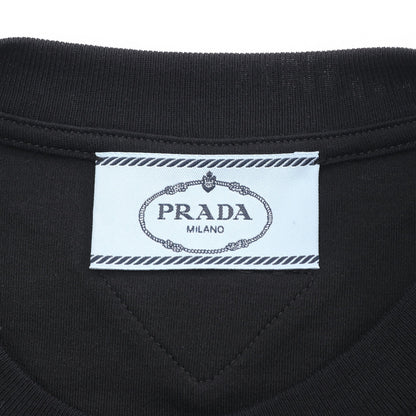 クロップド丈 半袖Tシャツ コットン ブラック プラダ トップス PRADA