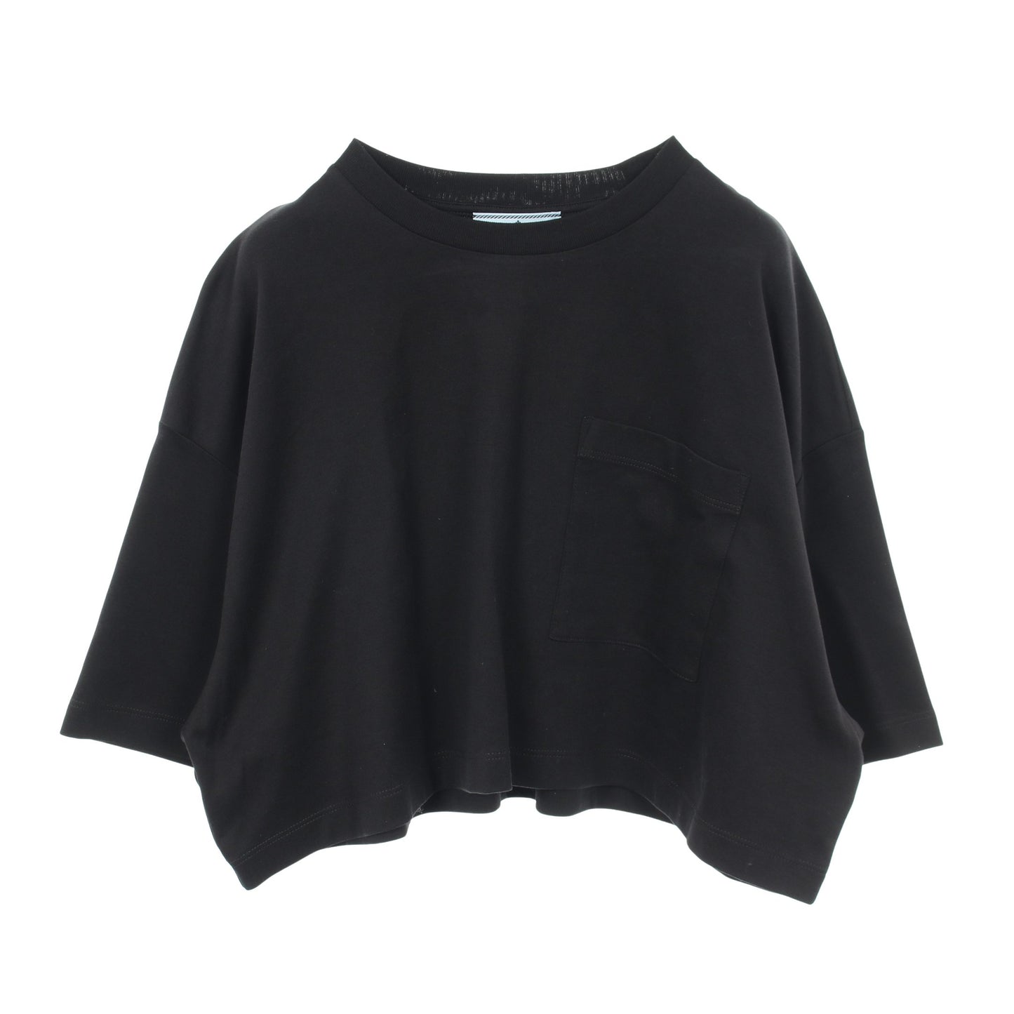 クロップド丈 半袖Tシャツ コットン ブラック プラダ トップス PRADA
