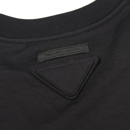 クロップド丈 半袖Tシャツ コットン ブラック プラダ トップス PRADA