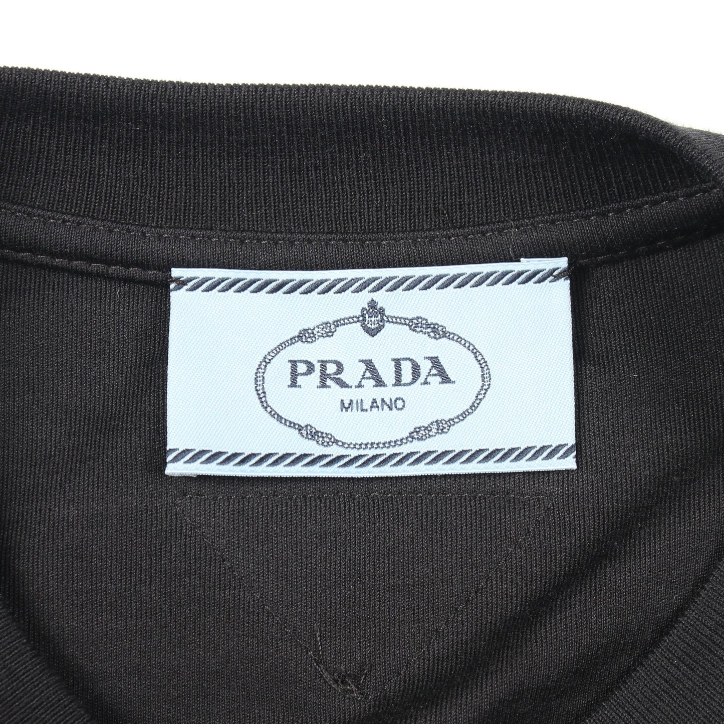 クロップド丈 半袖Tシャツ コットン ブラック プラダ トップス PRADA