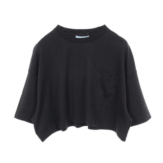 クロップド丈 半袖Tシャツ コットン ブラック プラダ
