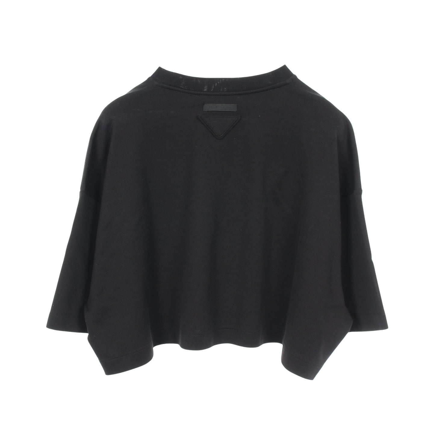 クロップド丈 半袖Tシャツ コットン ブラック プラダ トップス PRADA