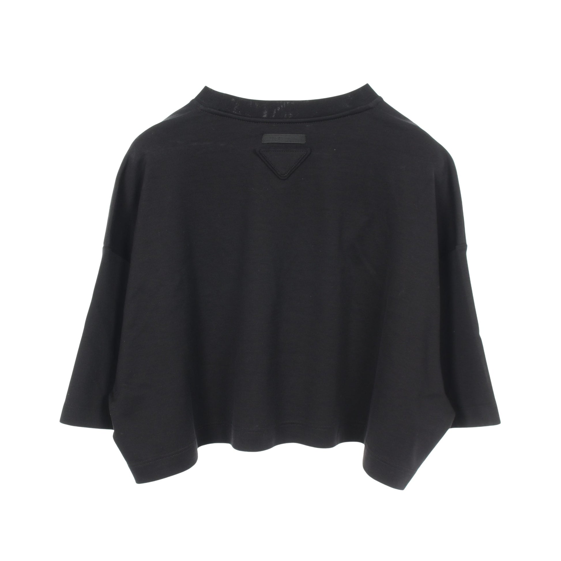 クロップド丈 半袖Tシャツ コットン ブラック プラダ トップス PRADA