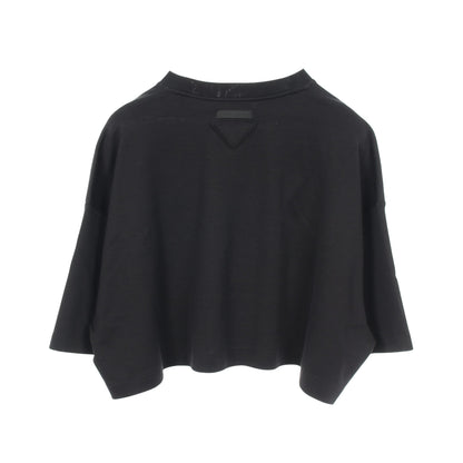 クロップド丈 半袖Tシャツ コットン ブラック プラダ トップス PRADA