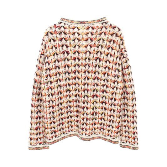 ココマークボタン ニット ジャケット カーディガン ウール カシミヤ オフホワイト マルチカラー シャネル