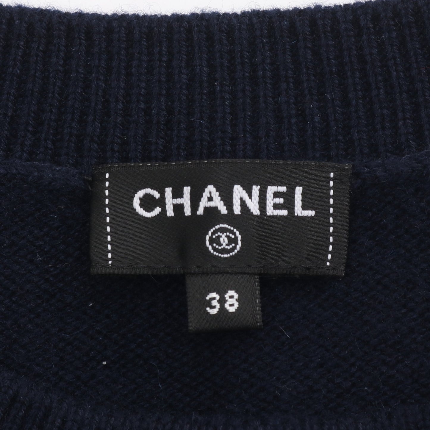 24P ココマーク クローバー クルーネック ニット カシミヤ ネイビー マルチカラー シャネル トップス CHANEL