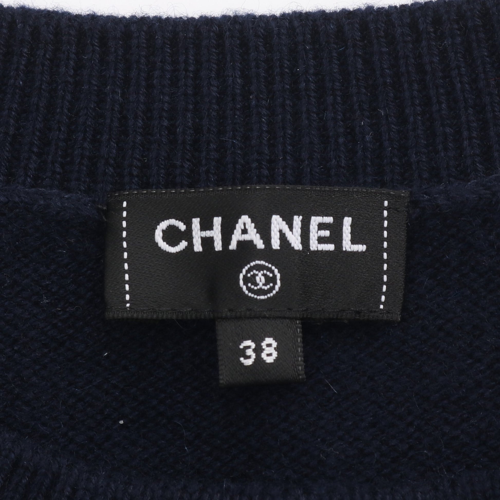 24P ココマーク クローバー クルーネック ニット カシミヤ ネイビー マルチカラー シャネル トップス CHANEL