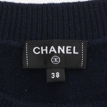 24P ココマーク クローバー クルーネック ニット カシミヤ ネイビー マルチカラー シャネル トップス CHANEL