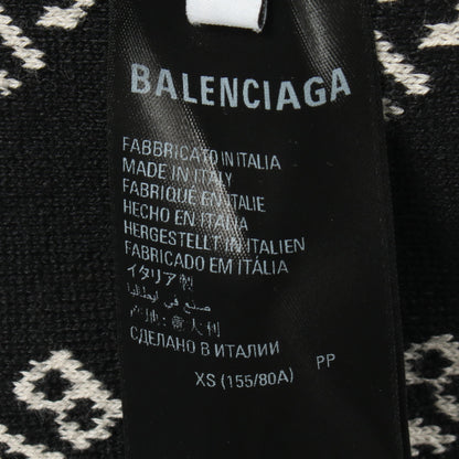 ロゴ総柄 クルーネック ニット コットン ホワイト ブラック バレンシアガ トップス BALENCIAGA