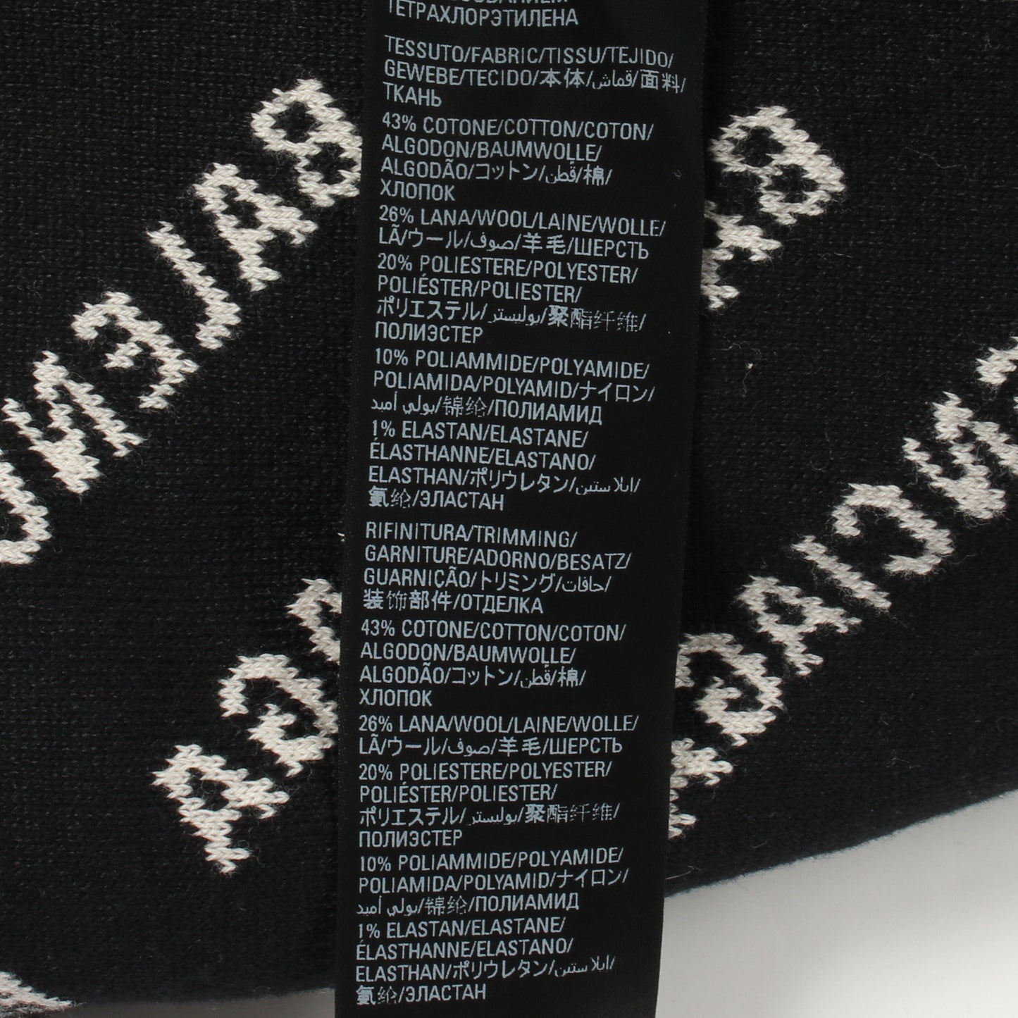 ロゴ総柄 クルーネック ニット コットン ホワイト ブラック バレンシアガ トップス BALENCIAGA