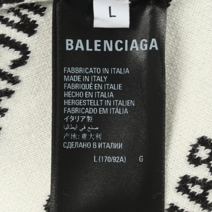 ロゴ総柄 クルーネック ニット コットン ブラック ホワイト バレンシアガ トップス BALENCIAGA