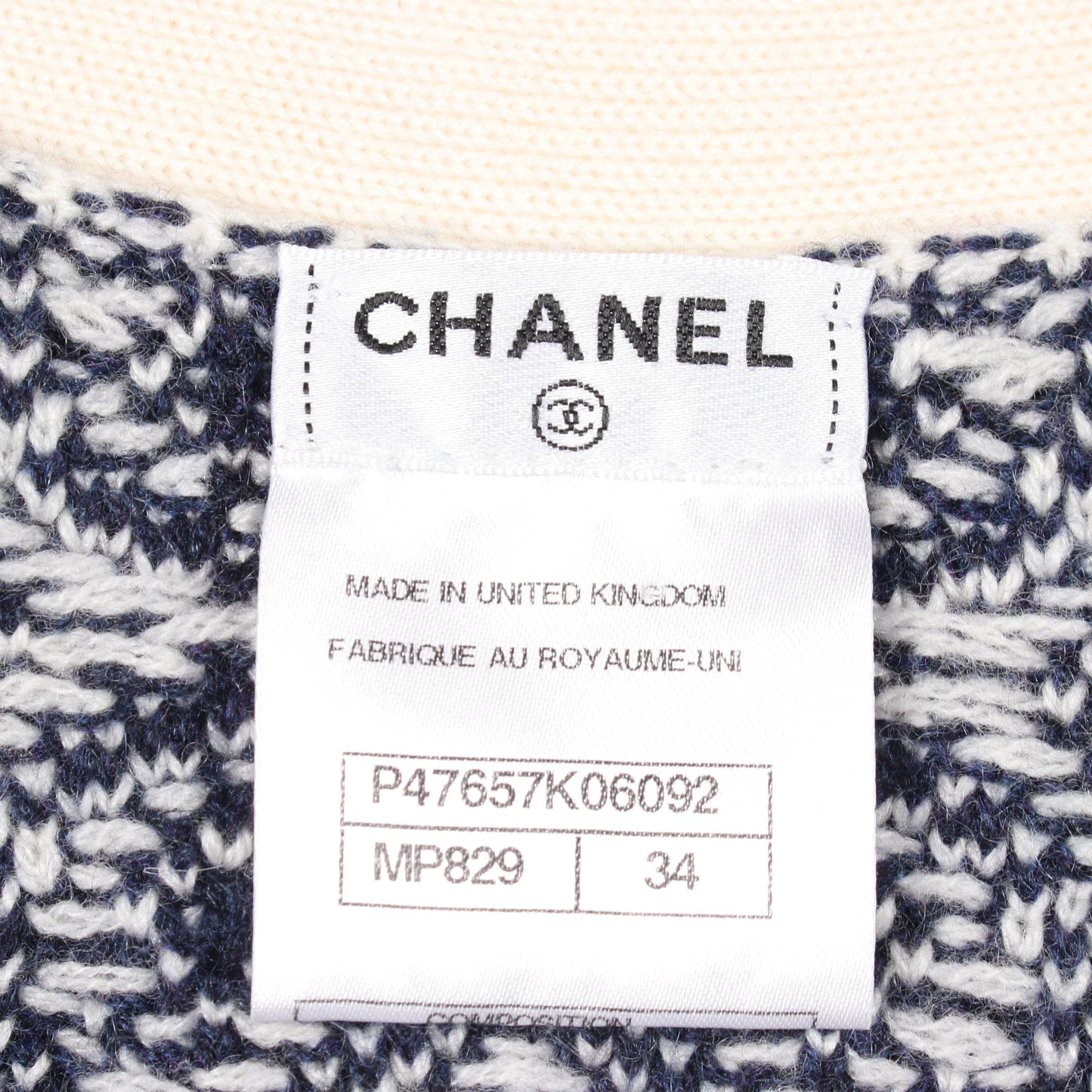 ココマークボタン Vネック カーディガン カシミヤ ネイビー オフホワイト シャネル トップス CHANEL