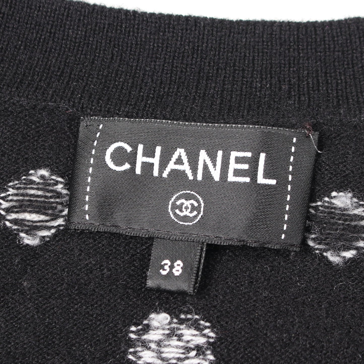 ココマークボタン ドット柄 Vネック カーディガン カシミヤ ブラック ホワイト シャネル トップス CHANEL