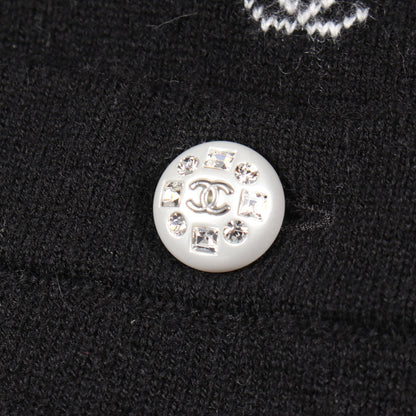 ココマークボタン ドット柄 Vネック カーディガン カシミヤ ブラック ホワイト シャネル トップス CHANEL