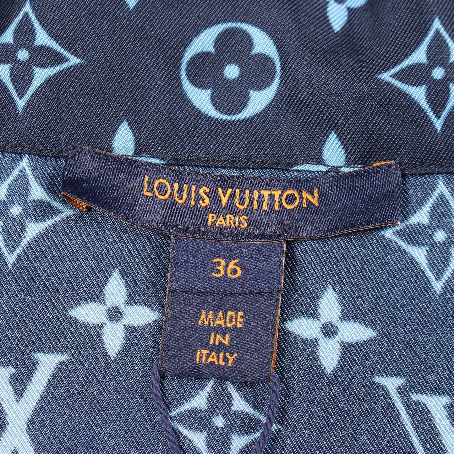 LV エスカル モノグラム パジャマ シャツ シルク ネイビー ライトブルー ルイヴィトン トップス LOUIS VUITTON