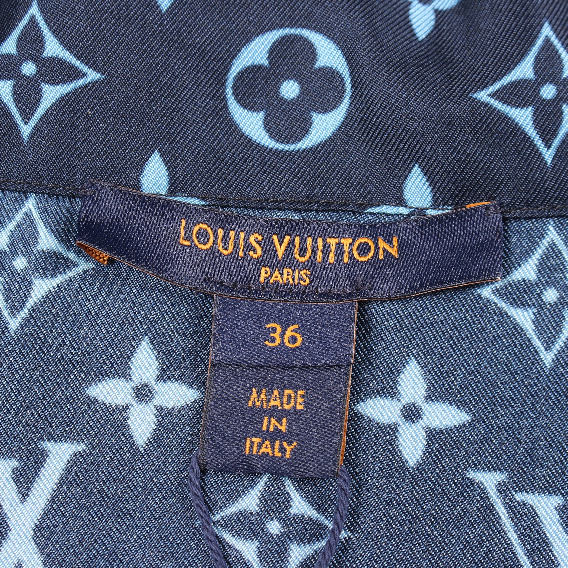 LV エスカル モノグラム パジャマ シャツ シルク ネイビー ライトブルー ルイヴィトン トップス LOUIS VUITTON