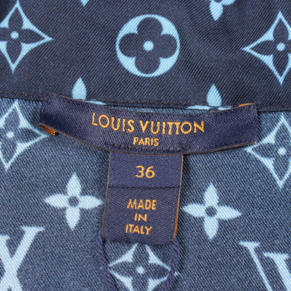 LV エスカル モノグラム パジャマ シャツ シルク ネイビー ライトブルー ルイヴィトン トップス LOUIS VUITTON