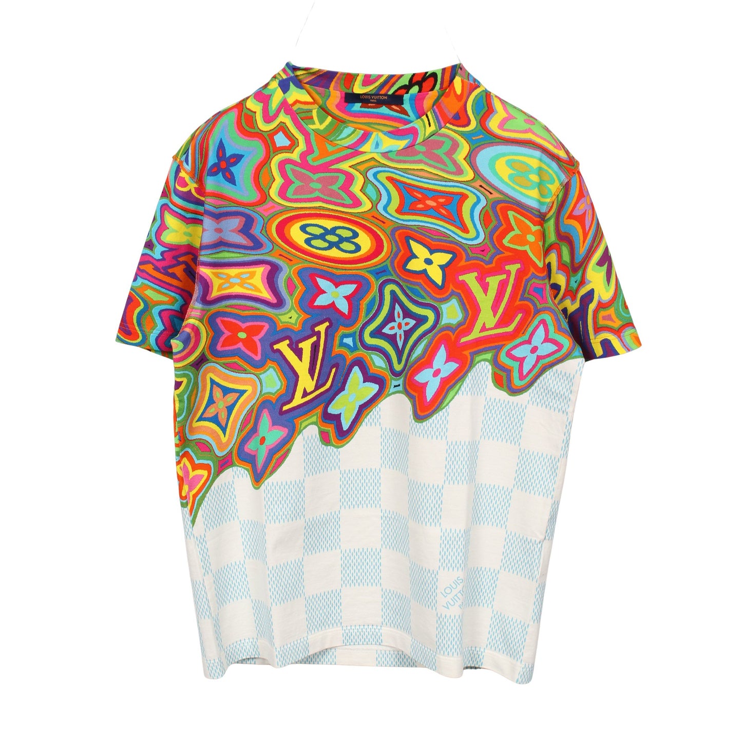 プリンテッドダミエLV 半袖Tシャツ コットン ホワイト マルチカラー ルイヴィトン トップス LOUIS VUITTON