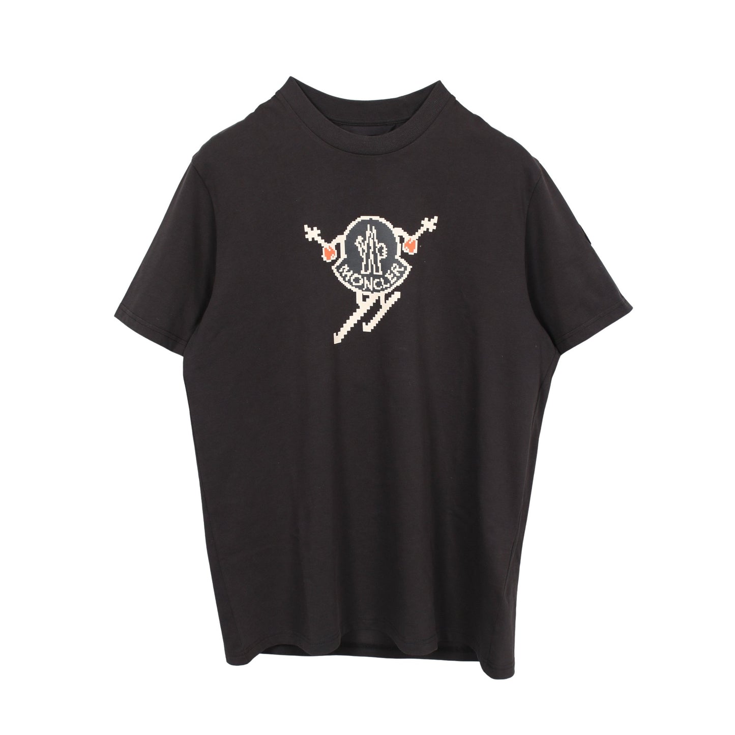 ロゴプリント クルーネック 半袖Tシャツ コットン ブラック モンクレール トップス MONCLER