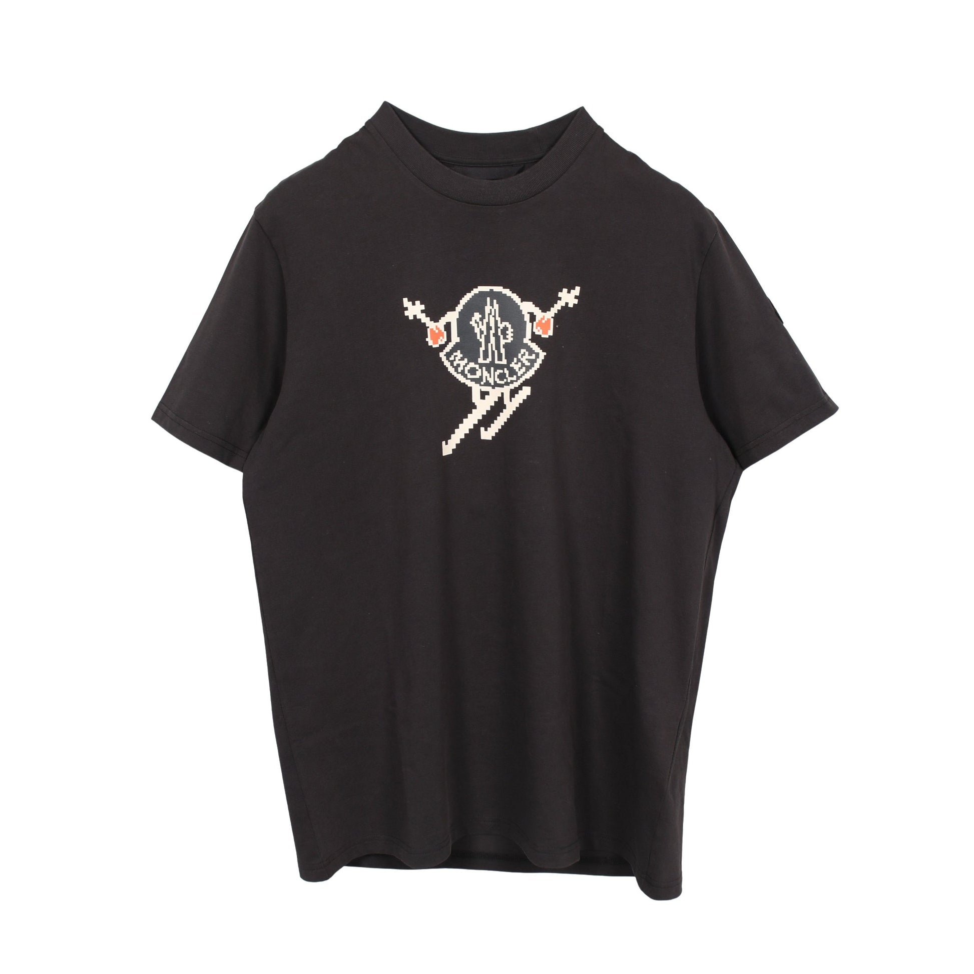 ロゴプリント クルーネック 半袖Tシャツ コットン ブラック モンクレール トップス MONCLER